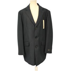 Macy's bar III Men's Slim Fit Overcoat Quilted Lining 3 Button Size 44S Navy NWT